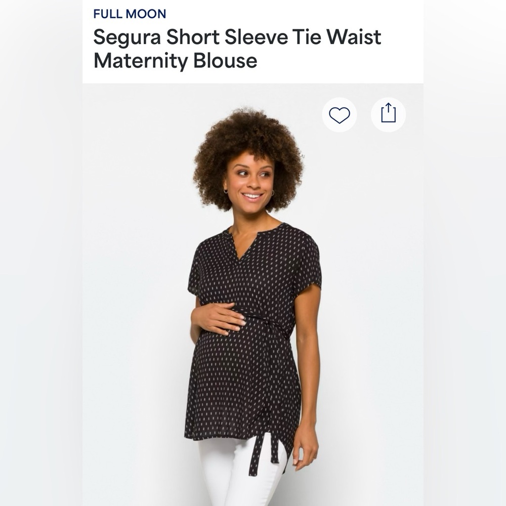 Segura Short Sleeved Tie Waist Maternity Blouse - L